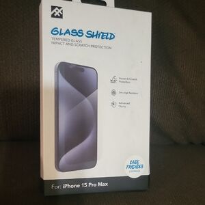 Glass Shield Tempered Glass Screen Protector for iPhone 15 Pro Max - Black